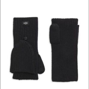 UGG MENS FLIP CONVERTIBLE MITTENS FINGERLESS GLOVES BLACK SIZE L/XL NWT